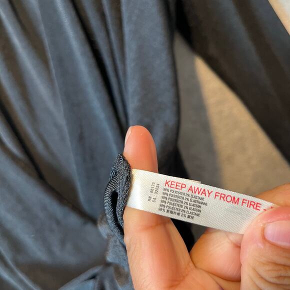 Free People Black Turnt Faux Wrap Long Sleeve Bodysuit Size Small - Picture 6 of 6